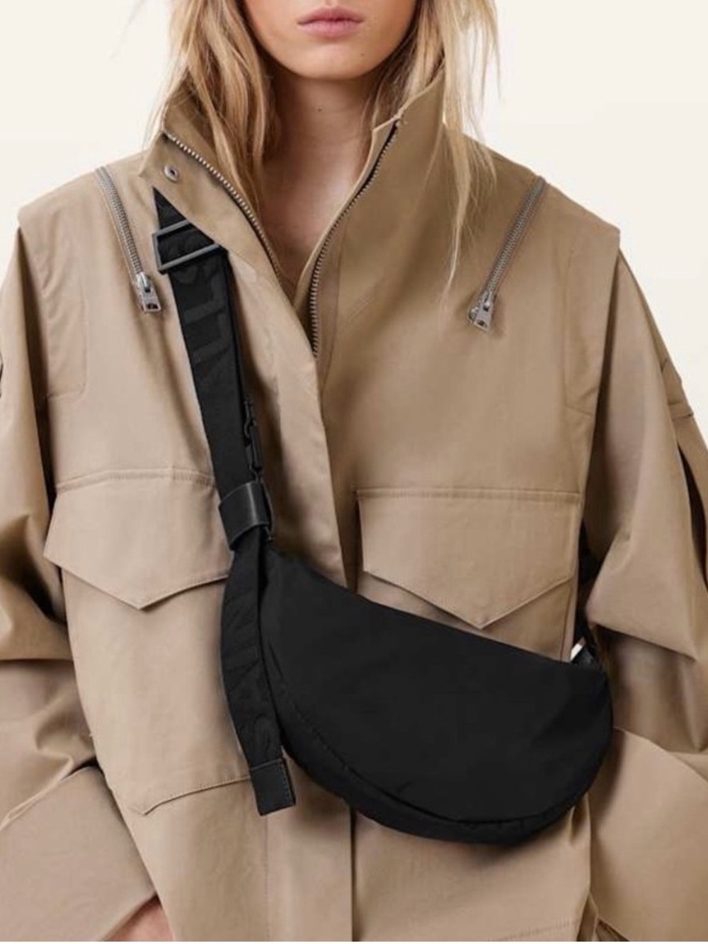 ALLSAINTS Half Moon Nylon Crossbody Bag